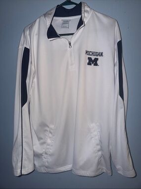 Michigan wolverines Men’s White Quarter-Zip Pullover Jacket size large
